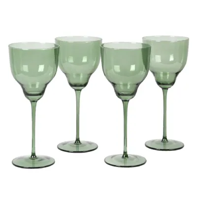 Set of 4 Olive Green Gin Glasses