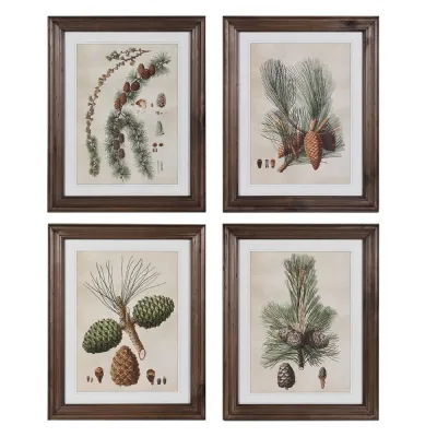 Set of 4 Pinecone Wall Art