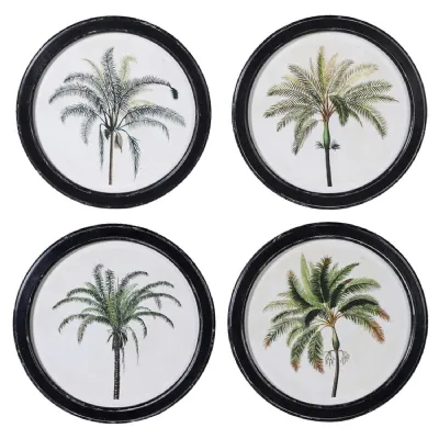Set of 4 Round Palm Tree Pictures