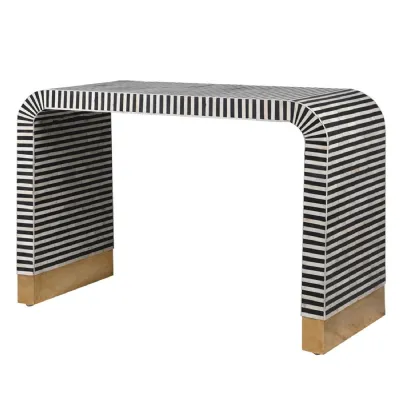 Monochrome and Gold Bone Inlay Console Table