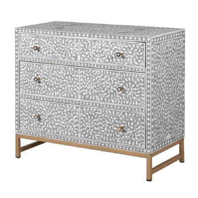 Grey Bone Inlay 3 Drawer Chest