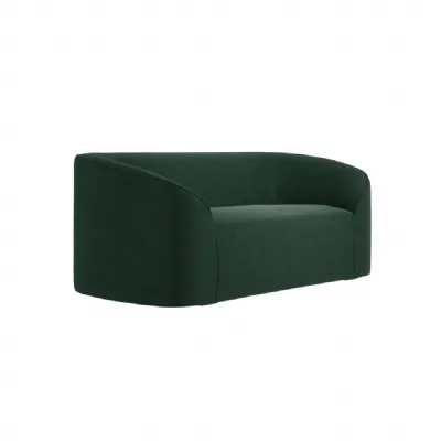 2 Seater Curved Sofa Forest Green Velvet Upholstery