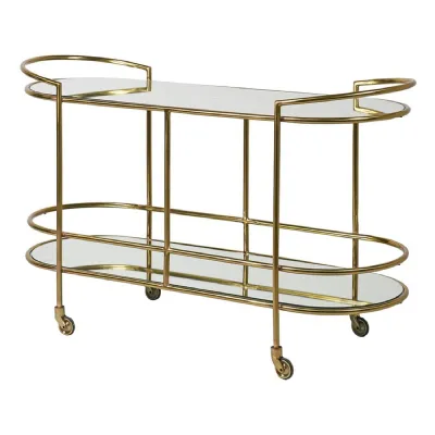 Gold Oval Mirror Trolley