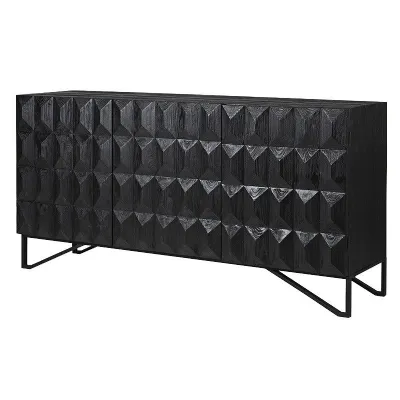 Charcoal Diamond Relief 3 Door Sideboard