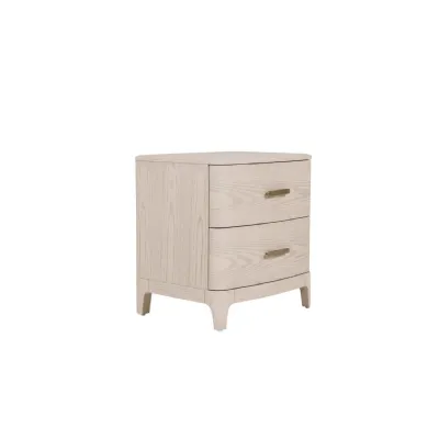 Cream Wooden 2 Drawer Bedside Table Cabinet Nightstand