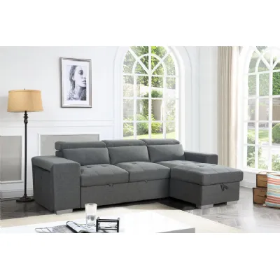 Grey Fabric Universal Corner Sofabed with Storage