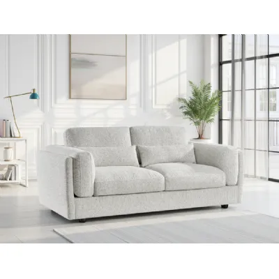 Beige Chenille Fabric 3 Seater Sofa with Chunky Arm Cushions