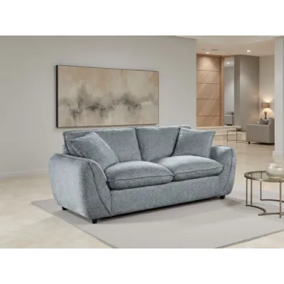 Grey Fabric 2 Seater Fullback Sofa with Piping Detail