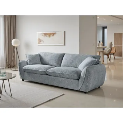 Grey Fabric 3 Seater Fullback Sofa with Piping Detail