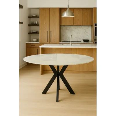 Modern Small Round 1.1m White Ceramic Dining Table