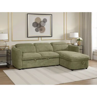 Green Fabric Universal Corner Chaise Sofabed