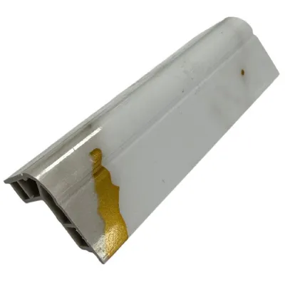 Set of 4 Modern Gold and White Marble Decorative Wall Panel Corner Strips 240cm