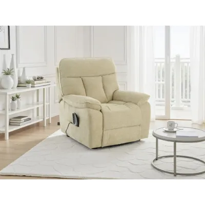 Beige Fabric Electric Rise and Recliner Massage Chair