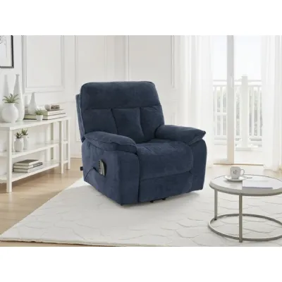 Blue Fabric Electric Rise and Recliner Massage Chair