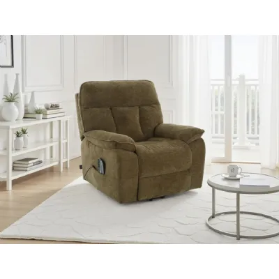 Brown Fabric Electric Rise and Recliner Massage Chair