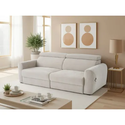Beige Fabric 3 Seater Electric Reclining Sofa Bed