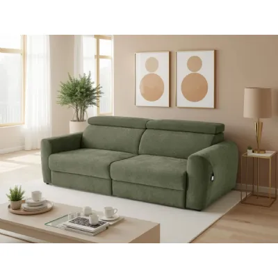 Green Fabric 3 Seater Electric Adjustable Recliner Sofabed