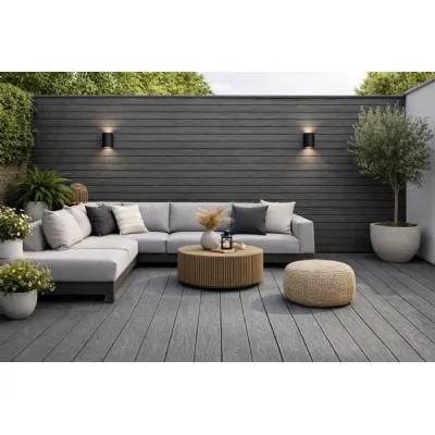 Set of 4 Modern Grey Composite Outdoor Decking Boards 290cm