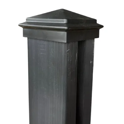 Set of 4 Modern Black Outdoor Composite Fence Posts 190cm