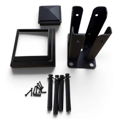 Set of 4 Modern Black Fence Post Fitting Kits