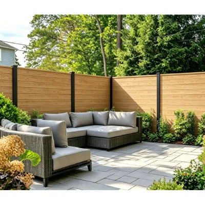 Set of 6 Modern Oak Outdoor Composite Decorative Fence Panels 180cm