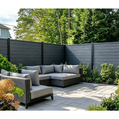 Set of 6 Modern Grey Outdoor Composite Decorative Fence Panels 180cm