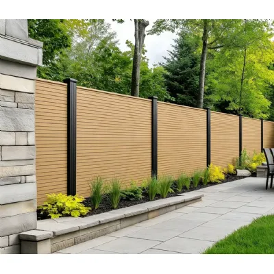 Set of 6 Modern Oak Outdoor Composite Decorative Fence Panels 180cm
