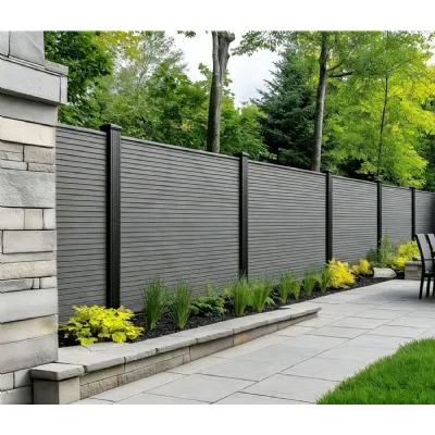 Set of 6 Modern Grey Oak Outdoor Composite Decorative Fence Panels 180cm