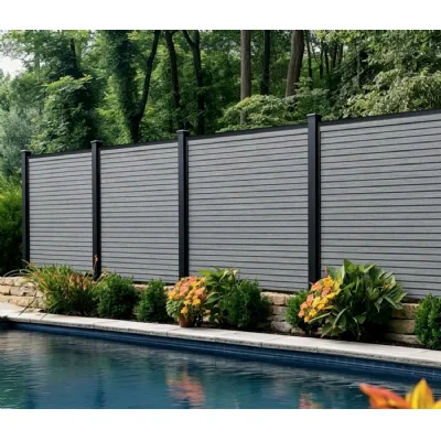 Set of 6 Modern Grey Oak Outdoor Composite Decorative Fence Panels 180cm