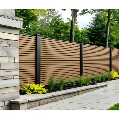 Set of 6 Modern Dark Oak Outdoor Composite Decorative Fence Panels 180cm