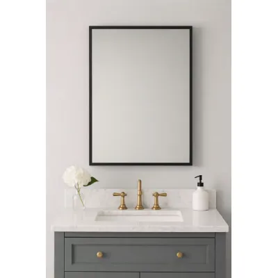 Modern Black Rectangular Decorative Wall Mirror 80 x 120cm