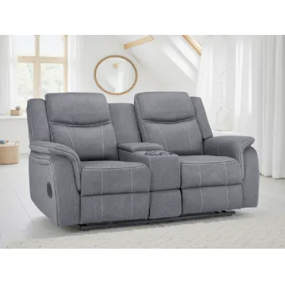 Grey Fabric 2 Seater Electric Recliner Sofa
