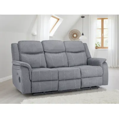 Grey Fabric 3 Seater Electric Recliner Sofa