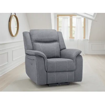 Grey Fabric Electric Recliner Armchair with Armrest