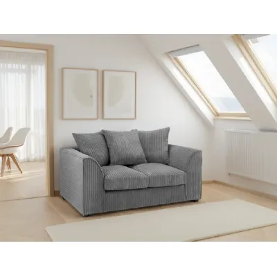 Grey Fabric 2 Seater Sofa Solid Wood Framed