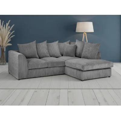 Grey Pillow back Right Hand Facing Corner Sofa