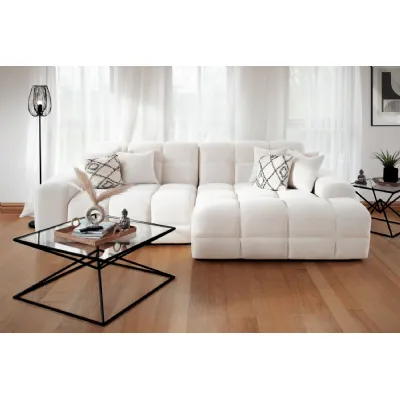 Natural Beige Fabric Right Hand Facing Corner Sofa