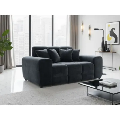Black Fabric 2 Seater Sofa with Scatter Cushions