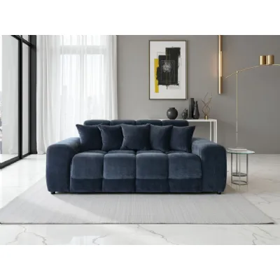 Black Velvet Fabric Upholstered 3 Seater Sofa