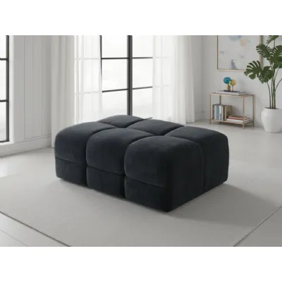 Black Fabric Large Ottoman Footstool Padded Design
