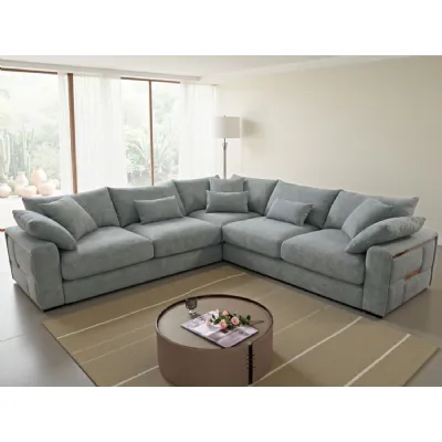 Grey Fabric Large Corner Group Sofa with Deep Seating