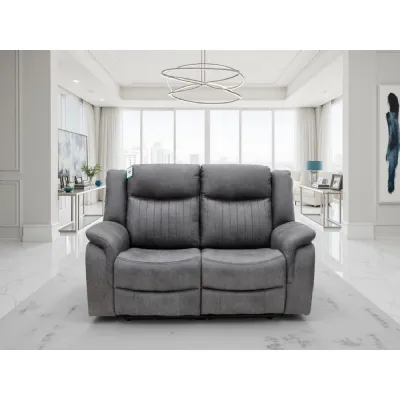 Grey Fabric 2 Seater Recliner Sofa with Console
