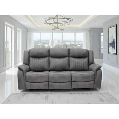 Grey Fabric 3 Seater Electric Recliner Sofa
