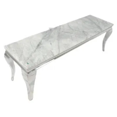 Modern Large 1.6m Grey Marble TV Stand with Chrome Legs