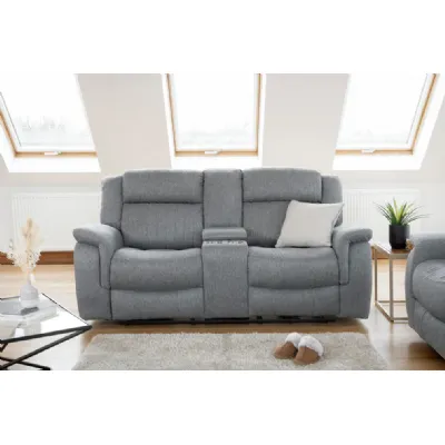 Grey Fabric 2 Seater Electric Recliner Sofa Pillow Top Arm