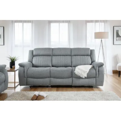 Grey Fabric 3 Seater Electric Recliner Sofa Pillow Top Arms