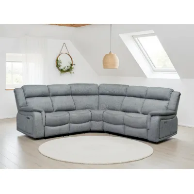 Grey Fabric Large Electric Corner Recliner Sofa
