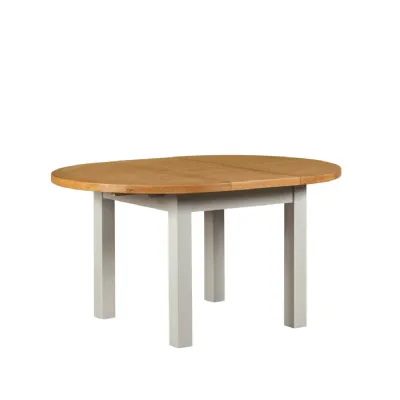 Modern Oak and Light Grey 1.1m to 1.5m Round Extending Dining Table