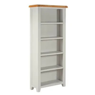 Modern Grey Painted Oak Top Large 5 Shelf Bookcase