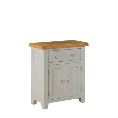 Modern Grey Painted Oak Top Mini Sideboard with Drawer